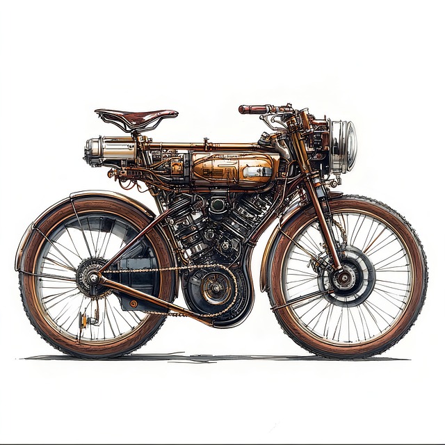 Free ai generated motorcycle steampunk illustration