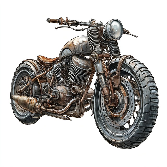 Free ai generated motorcycle steampunk illustration