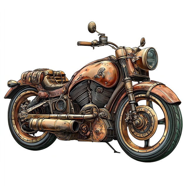 Free ai generated motorbike steampunk illustration