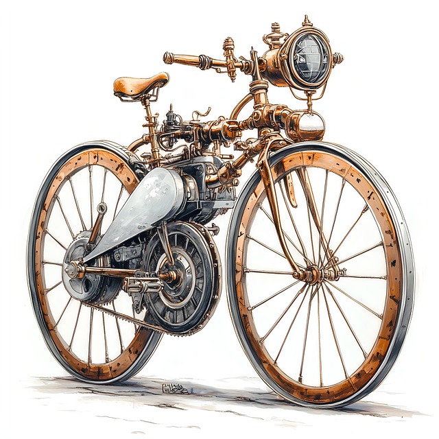 Free ai generated motorcycle steampunk illustration