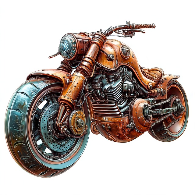 Free ai generated motorcycle steampunk illustration