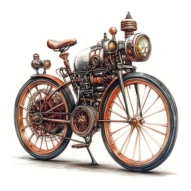 Free ai generated motorcycle steampunk illustration