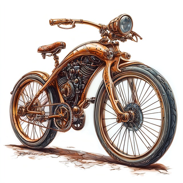 Free ai generated motorcycle steampunk illustration
