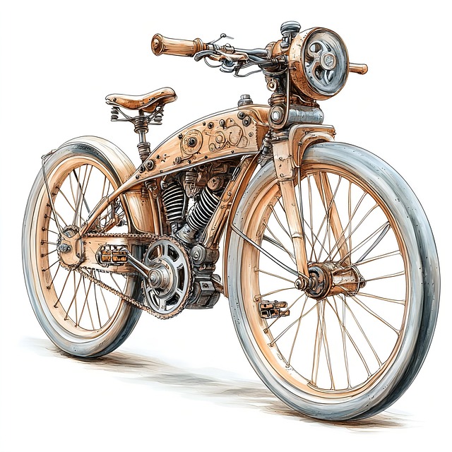 Free ai generated motorcycle steampunk illustration