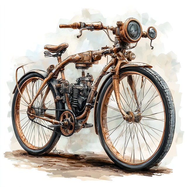 Free ai generated motorcycle steampunk illustration