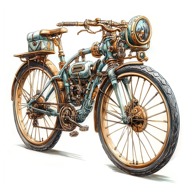 Free ai generated motorcycle steampunk illustration