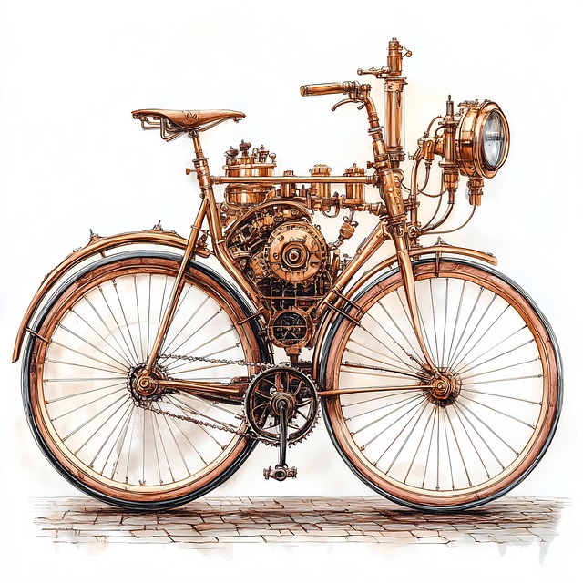 Free ai generated motorcycle steampunk illustration