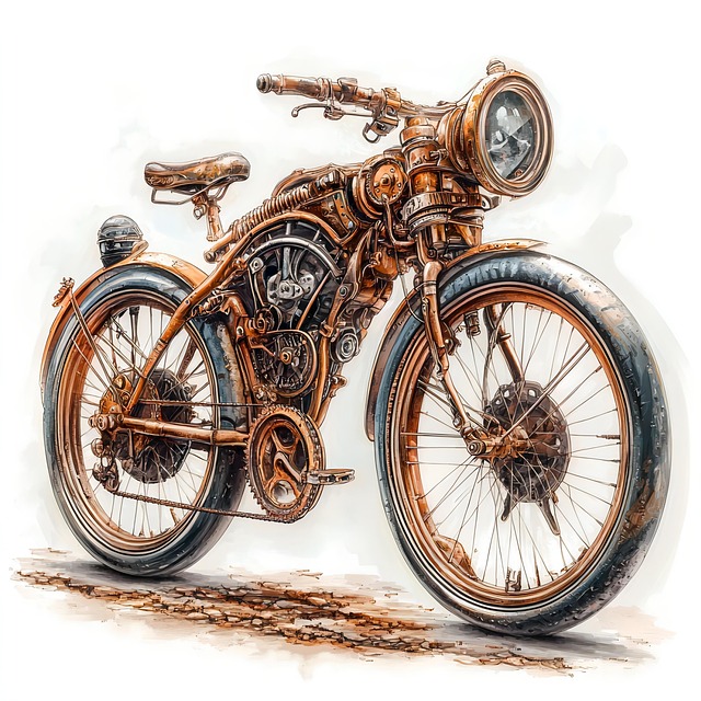 Free ai generated motorcycle steampunk illustration