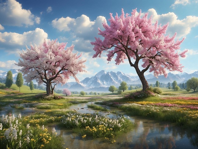 Free ai generated trees summer illustration