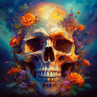 Free Skull Flowers illustration and picture