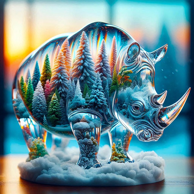 Free ai generated rhino glass illustration