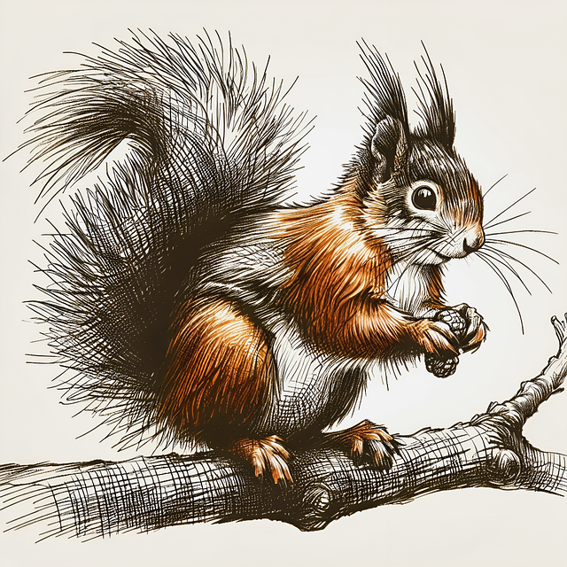 Download free HD stock image of Ai Generated Squirrel Free ai generated squirrel line drawing illustration