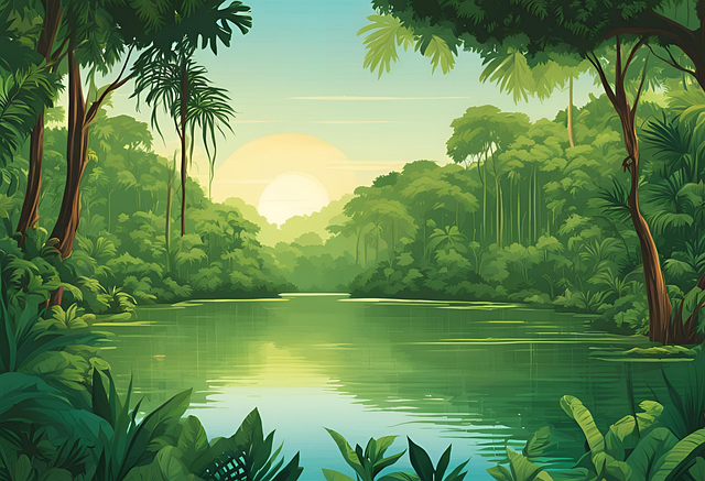 Free ai generated lake nature illustration