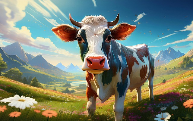 Ai Generado, Vaca, Ganado, Naturaleza