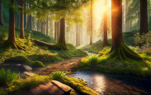 Download free HD stock image of Ai Generated River Free ai generated river stream illustration