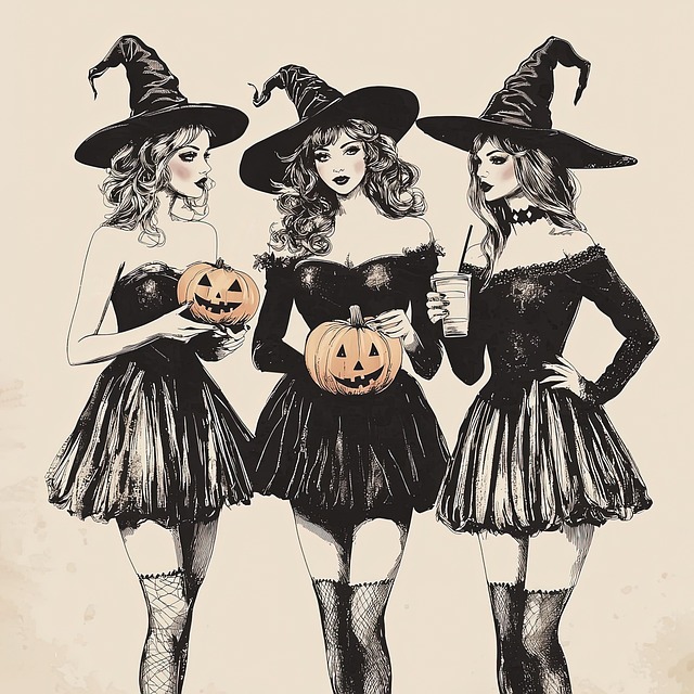 Free ai generated halloween witches illustration