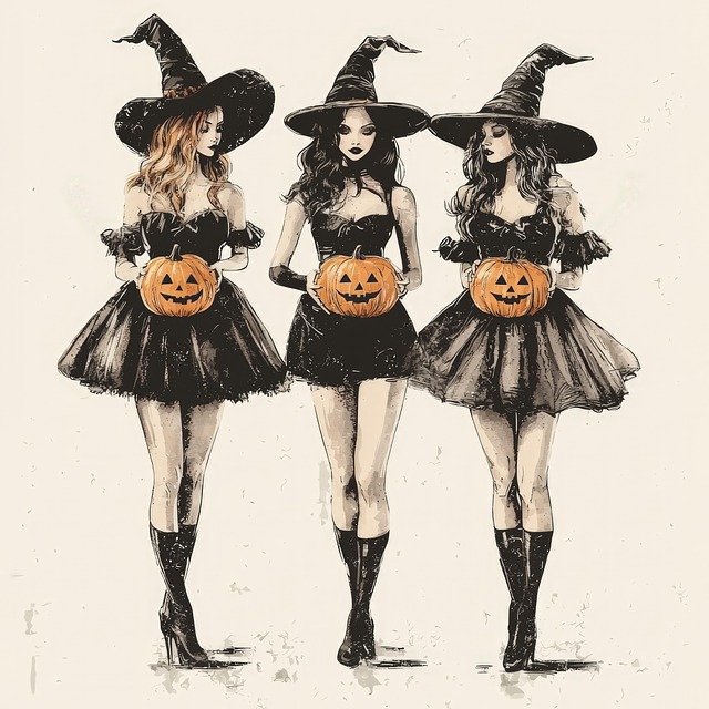 Free ai generated halloween witches illustration