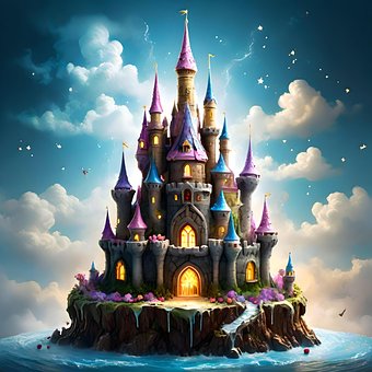 Schloss, Kuchen, Dessert, Gebäck, Himmel