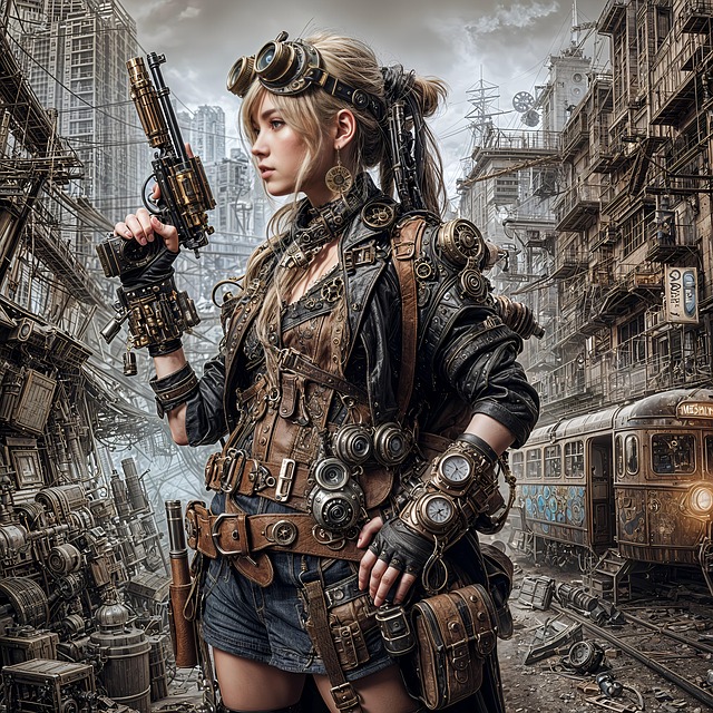 Download free HD stock image of Ai Generated Woman Free ai generated woman steampunk illustration