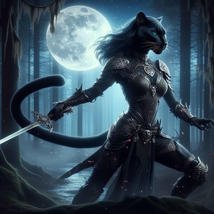 Download Warrior Panther Fantasy Royalty Free Stock Illustration 