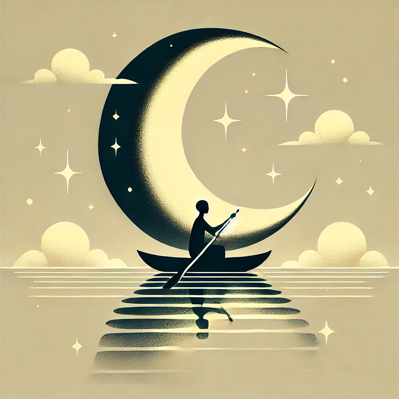 Free ai generated crescent moon surreal illustration