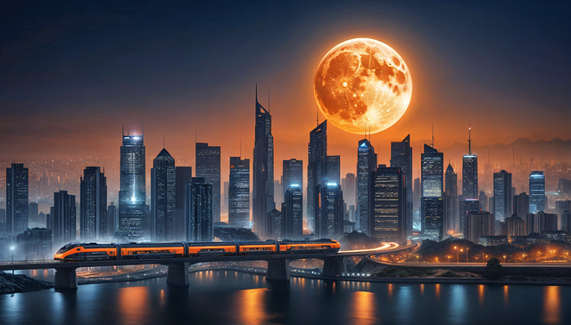 Download free HD stock image of Ai Generated Skyline Free ai generated skyline night illustration