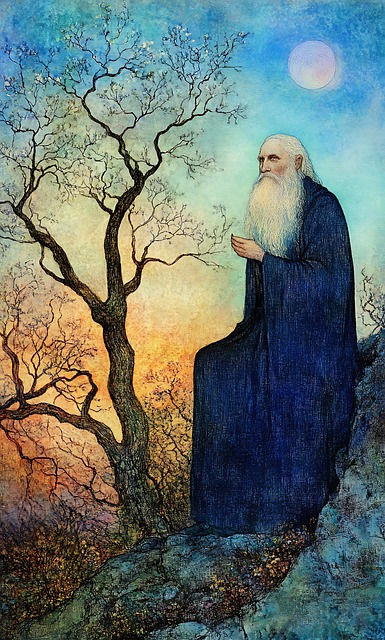 Free ai generated monk elderly illustration