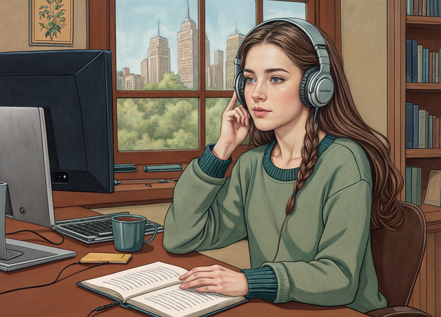 Free ai generated woman desk illustration