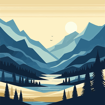 Free Mountains Trees vector and picture