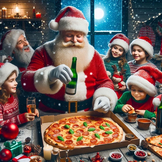 Download free HD stock image of Ai Generated Santa Claus Free ai generated santa claus pizza illustration