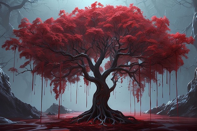Free ai generated tree landscape illustration