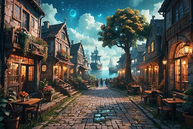 Free ai generated village road illustration