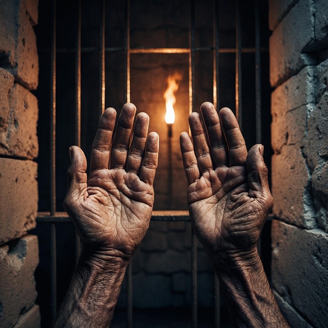 Free ai generated jail hands illustration