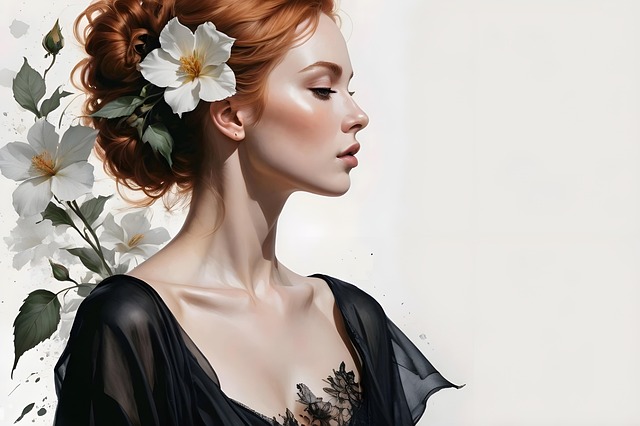 Free ai generated woman flowers illustration