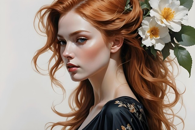 Free ai generated woman flowers illustration