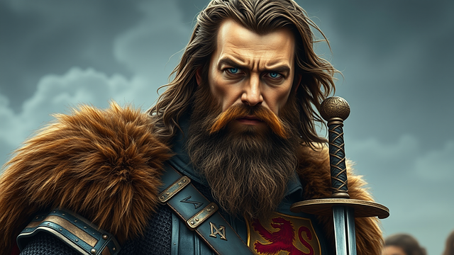 Free ai generated scottish king warrior illustration
