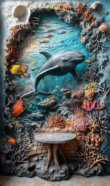 Free canvas stone table underwater scene illustration