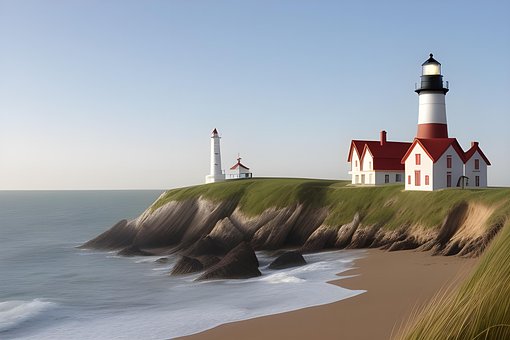 Küstenlandschaft, Leuchtturm, Cliff