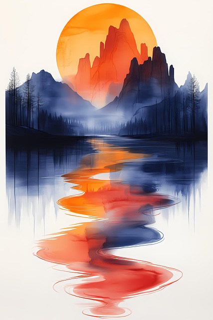 Free abstract digital mountain illustration