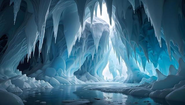 Free ai generated ice cave illustration