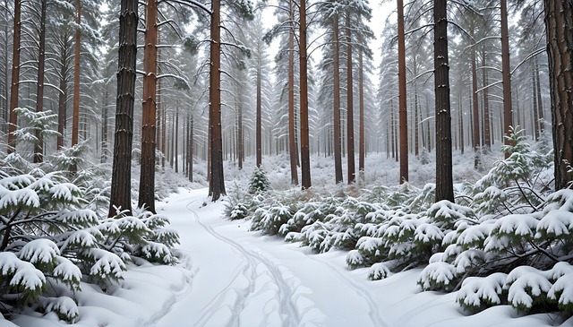 Download free HD stock image of Ai Generated Snow Free ai generated snow forest illustration