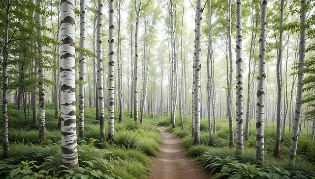 Free ai generated birch forest illustration
