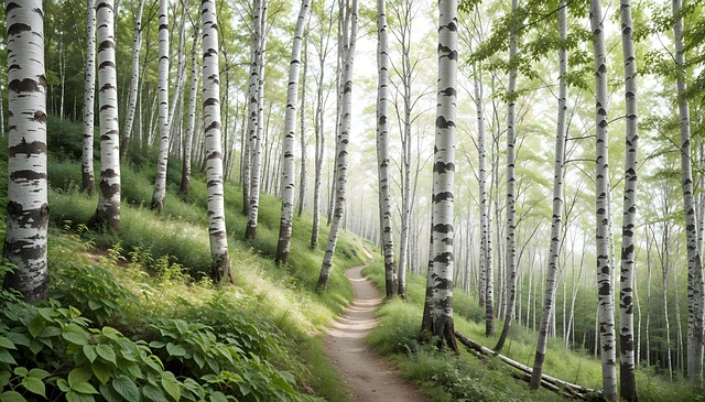 Free ai generated birch forest illustration