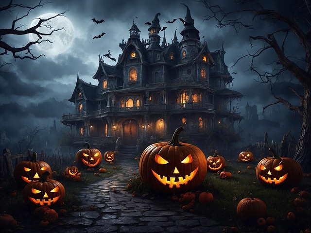 Free ai generated castle halloween illustration