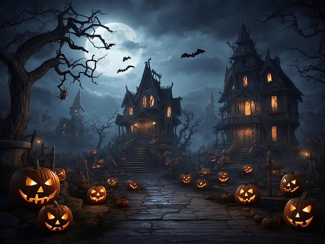Free ai generated halloween castle illustration
