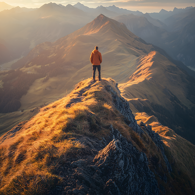 Free ai generated man mountain illustration