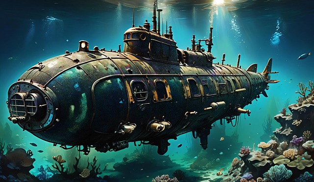 Download free HD stock image of Ai Generated Submarine Free ai generated submarine steampunk illustration
