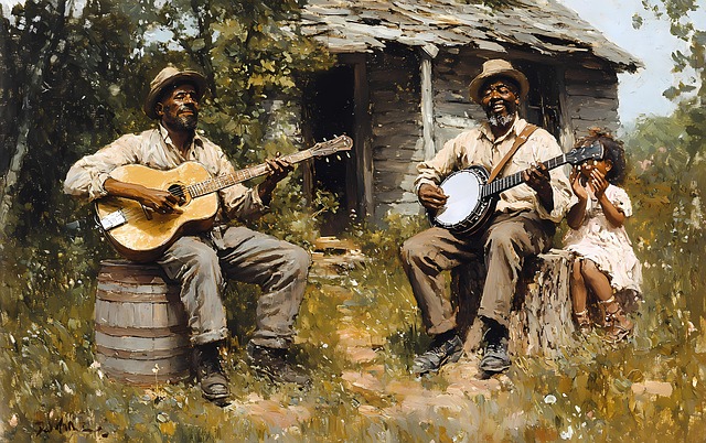 Download free HD stock image of Ai Generated Folk Free ai generated folk musicians illustration