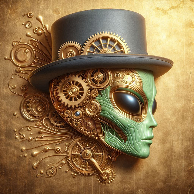Free ai generated steampunk alien illustration