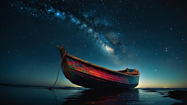 Free ai generated boat night sky illustration